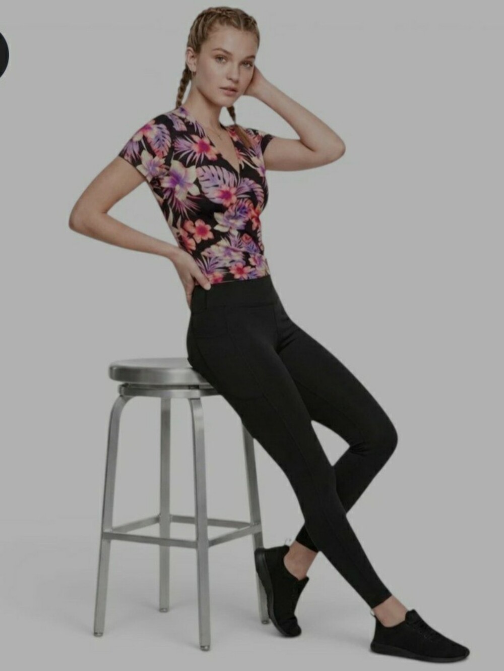 PINK Victoria's Secret Tie-Front Summer Floral Top Small Black Pink & Purple NWT